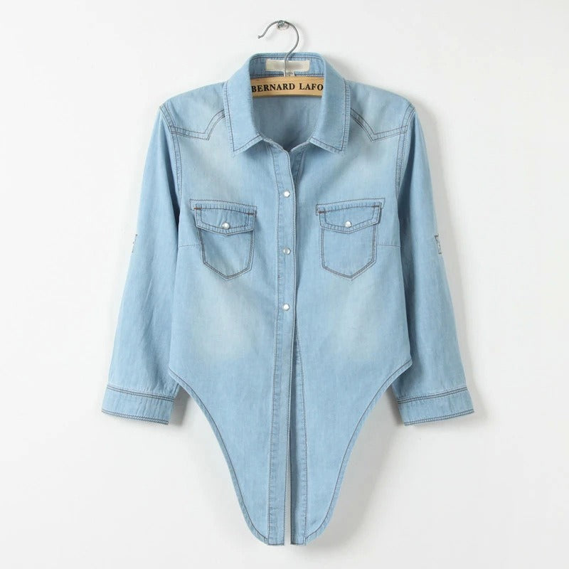 Lacing and Knotting Medium Sleeved Small Shawl Denim Shirt for Womens Korean Version Short Sleeved Thin Shawl Womens Coat